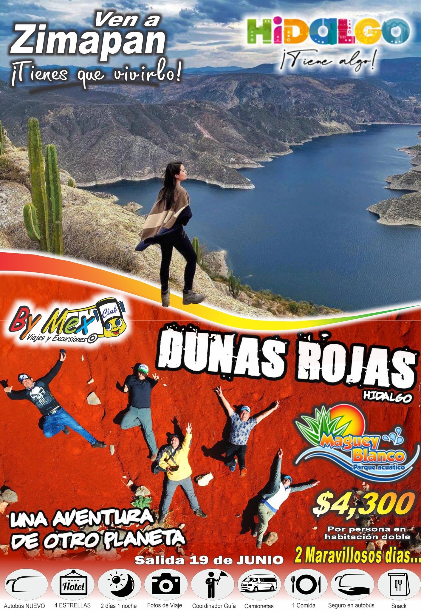 ZIMAPAN, DUNAS ROJAS y BALNEARIO "EL MAGUEY